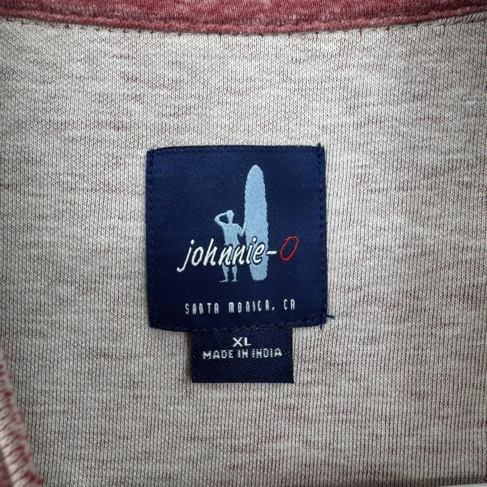 Johnnie-O Mens XL Red Heathered Quarter Zip Pullover Cotton Blend Sweatshirt